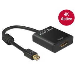 Delock 62611 Adapter mini Displayport 1.2-dugós csatlakozó > HDMI-csatlakozóhüvely 4K aktív, 20cm, fekete