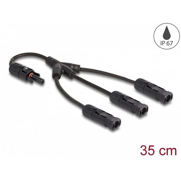 Delock 88225 DL4 napelem elosztó kábel 1 x anya és 3 x duga 35 cm fekete