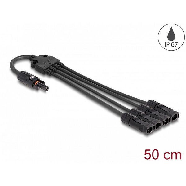 Delock 88227 DL4 napelem elosztó kábel 1 x anya és 4 x duga 50 cm fekete