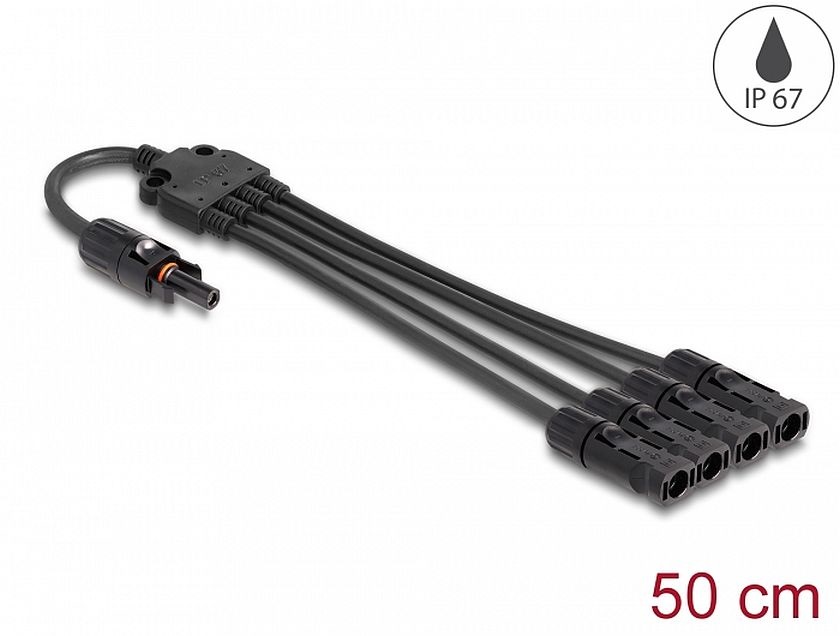 Delock 88227 DL4 napelem elosztó kábel 1 x anya és 4 x duga 50 cm fekete
