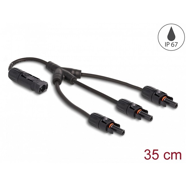 Delock 88224 DL4 napelem-elosztó kábel 1 x dugó   3 x anya, 35 cm fekete