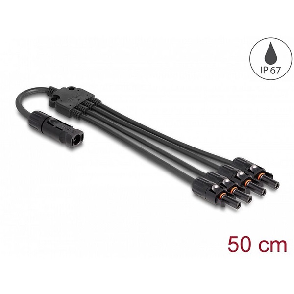 Delock 88226 DL4 szolár elosztó kábel 1 x dugó-4 x anya 50 cm fekete