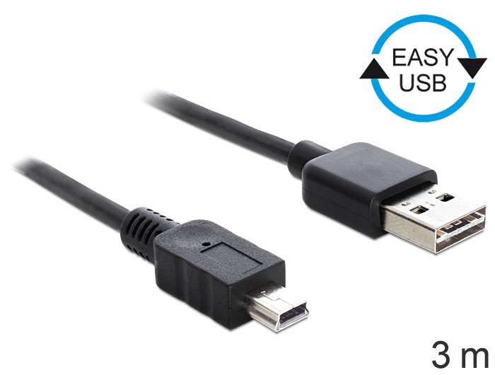 Delock 83364 EASY-USB 2.0 -A apa > USB 2.0 mini apa 3 m kábel