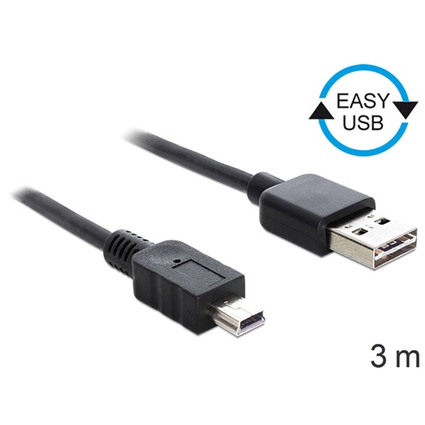 Delock 83364 EASY-USB 2.0 -A apa > USB 2.0 mini apa 3 m kábel