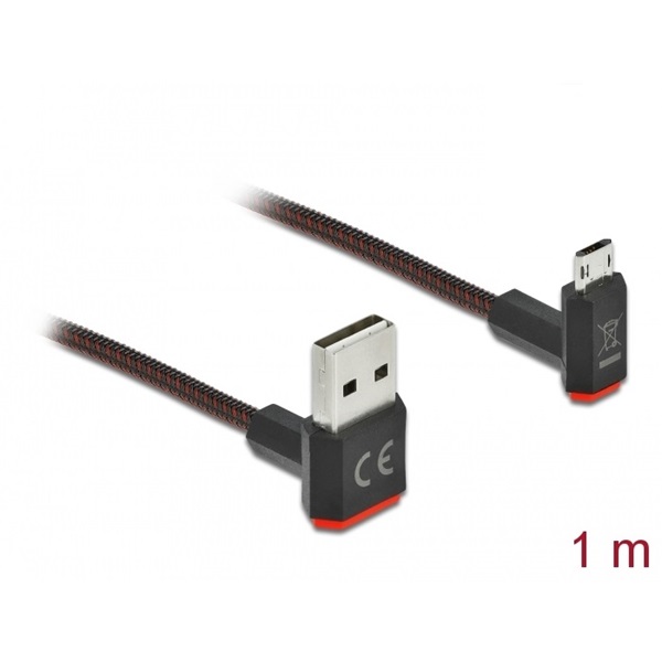 Delock 85266 EASY-USB 2.0 kábel A-típusú csatlakozódugó - EASY-USB Micro-B típusú csatlakozódugó, ívelt fe