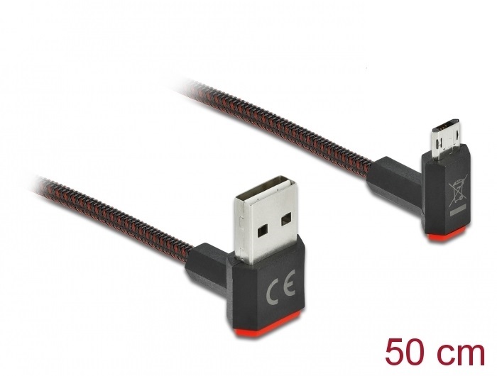 Delock 85265 EASY-USB 2.0 kábel A-típusú csatlakozódugó - EASY-USB Micro-B típusú csatlakozódugó, ívelt fe