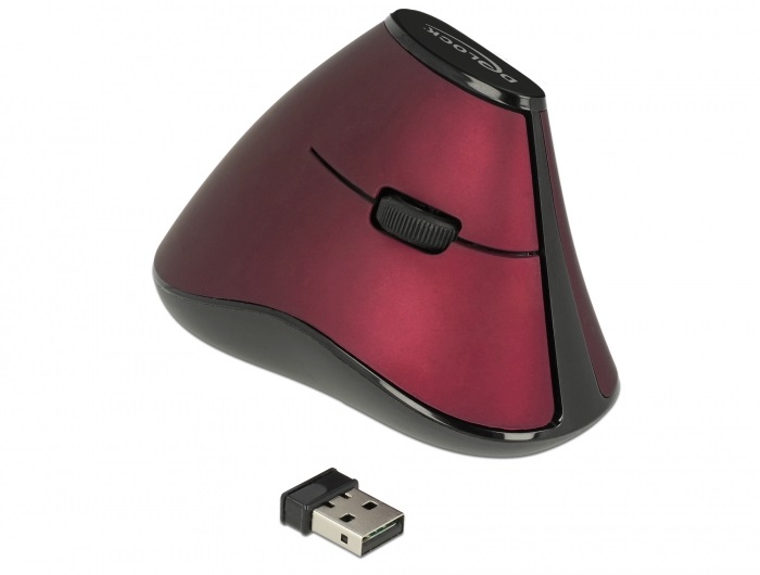 Delock 12528 Ergonomic függőleges optikai egér 5-gombos egér 2.4 GHz vezetéknélküli