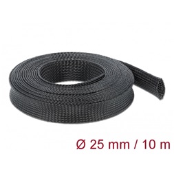 Delock 18904 Fonott kábelharisnya nyújtható 10 m x 25 mm fekete