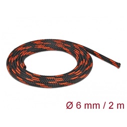 Delock 20738 Fonott kábelharisnya nyújtható 2 m x 6 mm fekete-piros