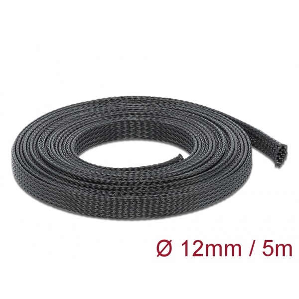 Delock 18849 Fonott kábelharisnya nyújtható 5 m x 12 mm fekete