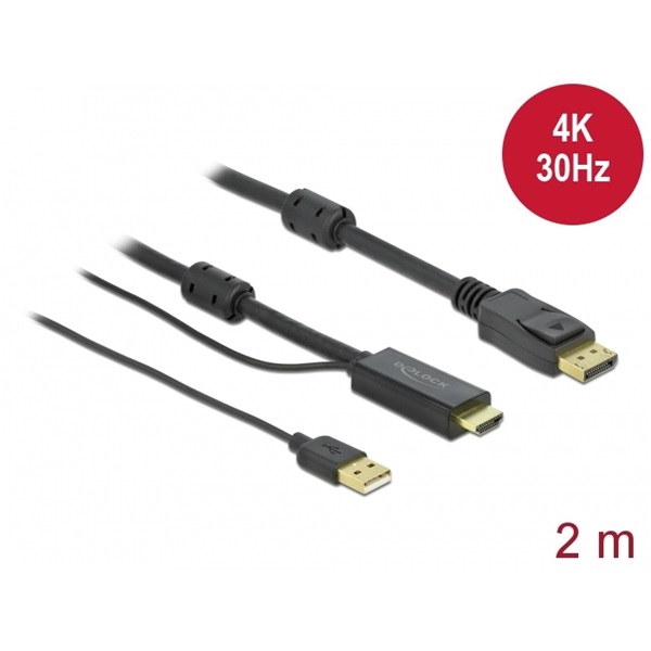 Delock 85964 HDMI - DisplayPort-kábel 4K 30 Hz 2 m