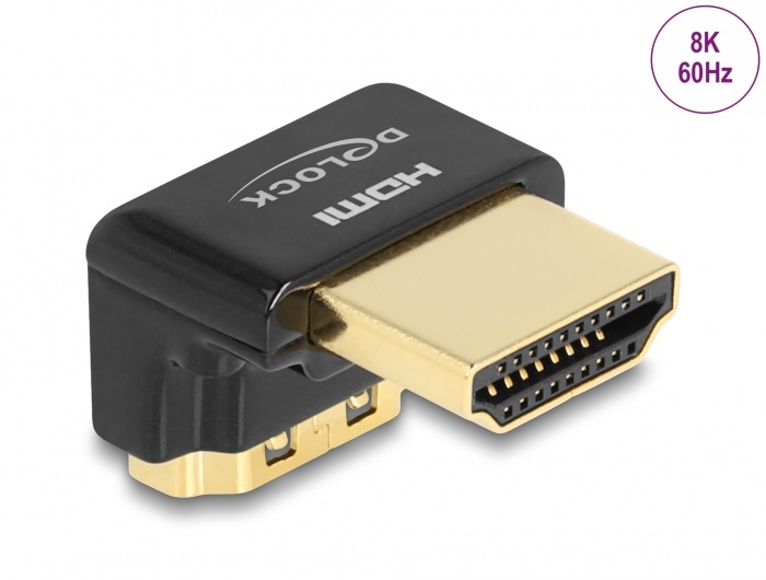 Delock 60016 HDMI adapter apa - anya 90 fok lefelé néző csatlakozódugóval 8K 60 Hz fém