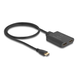Delock 18645 HDMI kapcsoló 2 x HDMI bemenet - 1 x HDMI kimenet 8K 60 Hz, integrált kábellel 50 cm