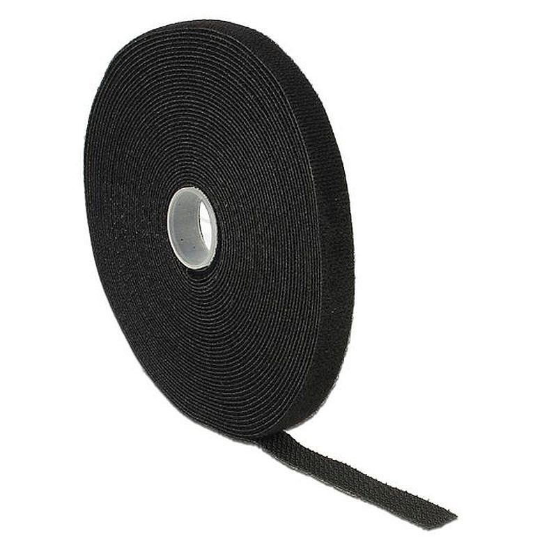Delock 18712 Hurkolható rögzítok, 10 m x 13 mm (H x Sz) tekercs, fekete