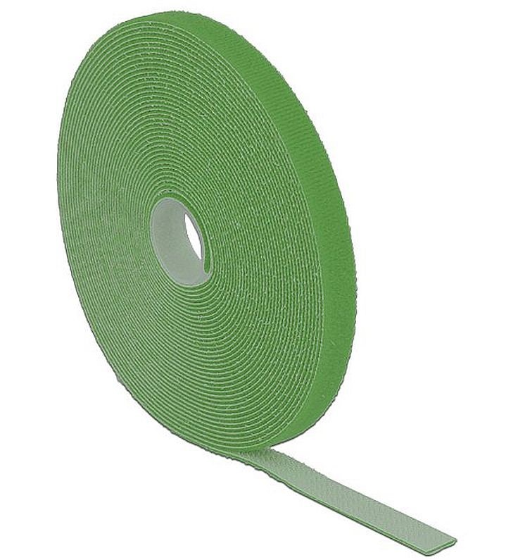 Delock 18728 Hurkolható rögzítok, 10 m x 13 mm (H x Sz) tekercs, zöld