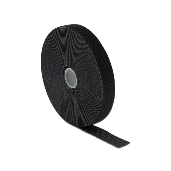 Delock 18716 Hurkolható rögzítok, 10 m x 20 mm (H x Sz) tekercs, fekete
