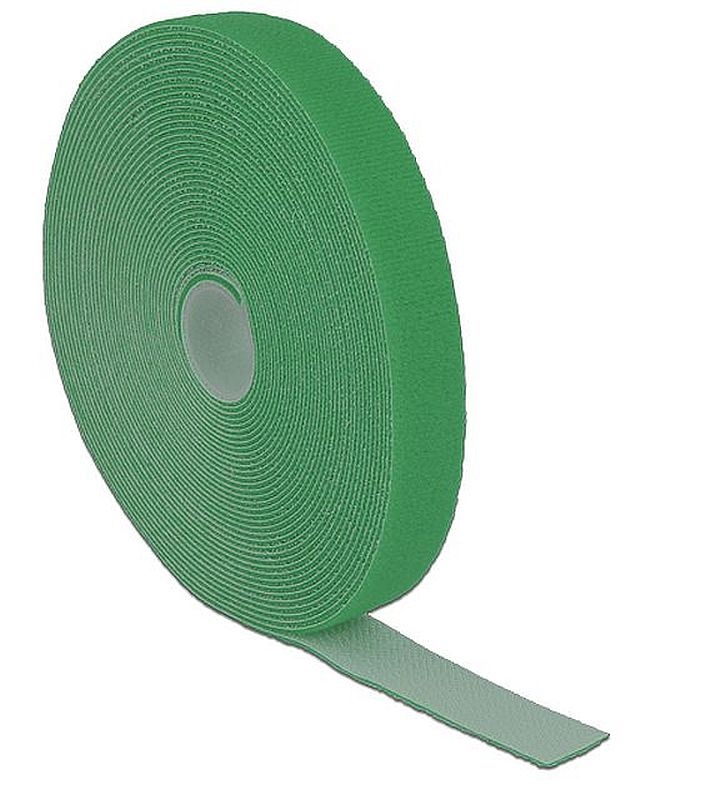Delock 18732 Hurkolható rögzítok, 10 m x 20 mm (H x Sz) tekercs, zöld