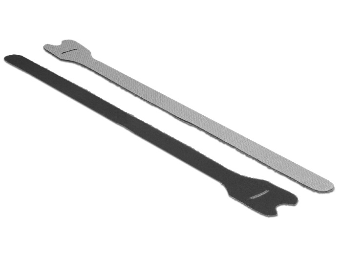 Delock 18688 Hurkolható rögzítok, 300 mm x 12 mm (H x Sz), 10 darab, fekete
