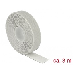 Delock 18279 Hurkolható rögzítők, 3 m x 20 mm (H x Sz) tekercs, szürke