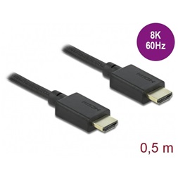 Delock Kábel - 85386 (HDMI apa-apa, Ultra nagy sebességű HDMI kábel 48 Gbps, 8K 60 Hz, 0,5 m)