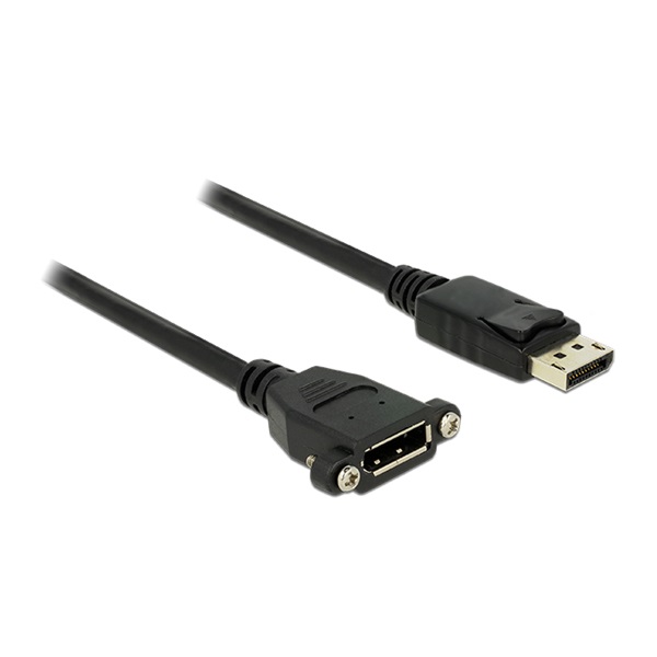Delock 85114 Kábel, Displayport 1.2 dugó > Displayport hüvely, panelrögzítés, 4K 60 Hz 1 m