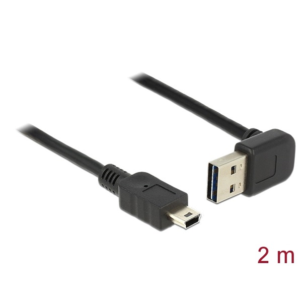 Delock 83544 Kábel EASY-USB 2.0-s A típusú csatlakozódugó, ívelt felfelé / lefelé > USB 2.0-s Mini-B-típus