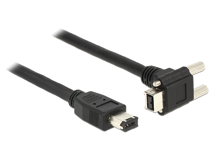 Delock 83590 Kábel FireWire 9 érintkezős dugó 90 fokos szögű, csavarokkal ellátott > 6 érintkezős dugó 3 m