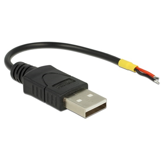 Delock 85250 Kábel USB 2.0 A-típusú csatlakozódugóval > 2 db nyitott vezetékkel, 10 cm Raspberry Pi