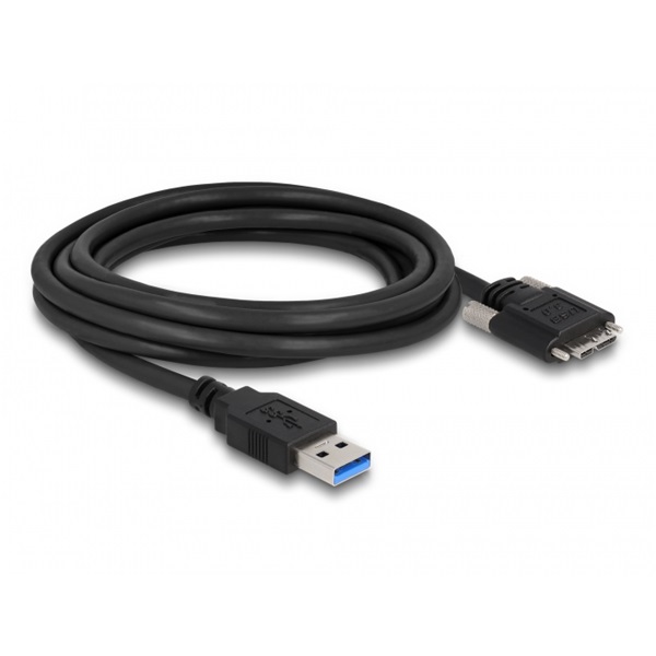 Delock 87799 Kábel USB 3.0 A-Típusú dugó - Micro-B Típusú dugó csavarokkal ellátott 1 m
