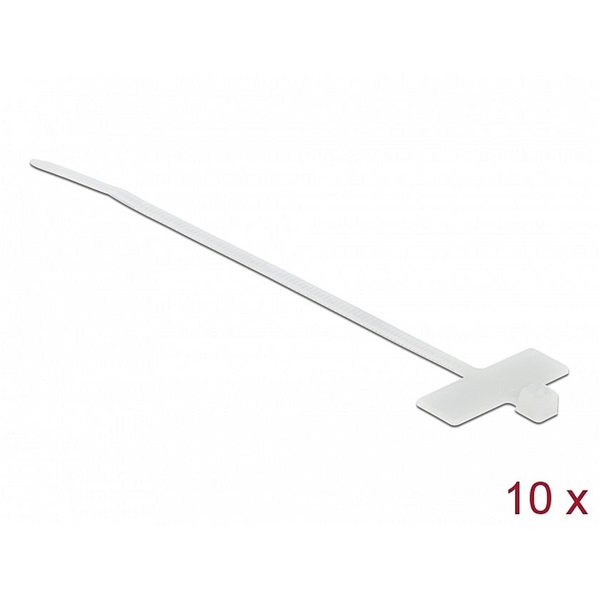 Delock 18954 Kábelkötöző címkével Hx 100 x Sz 2,5 mm, 10 darab fehér