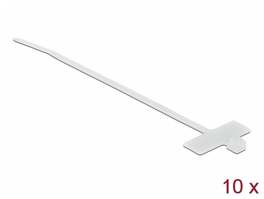 Delock 18954 Kábelkötöző címkével Hx 100 x Sz 2,5 mm, 10 darab fehér