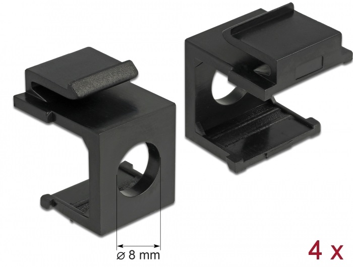 Delock 86403 Keystone fekete borító 8 mm-es lyukkal, 4 db.