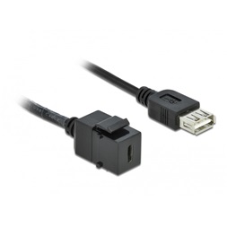 Delock 86384 Keystone modul, USB 2.0 C-csatlakozóhüvely > USB 2.0 A-csatlakozóhüvely, kábellel