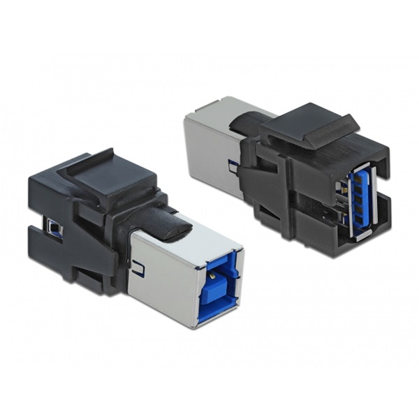 Delock 86395 Keystone modul, USB 3.0 A-csatlakozóhüvely > USB 3.0 B-csatlakozóhüvely, fekete