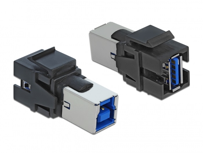 Delock 86395 Keystone modul, USB 3.0 A-csatlakozóhüvely > USB 3.0 B-csatlakozóhüvely, fekete
