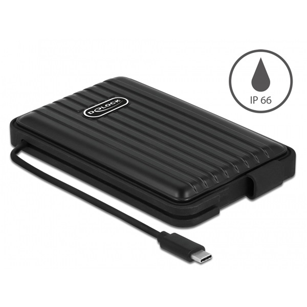 Delock 42625 Külső ház 2.5  SATA HDD / SSD-hez USB Type-C  csatlakozóval - IP66