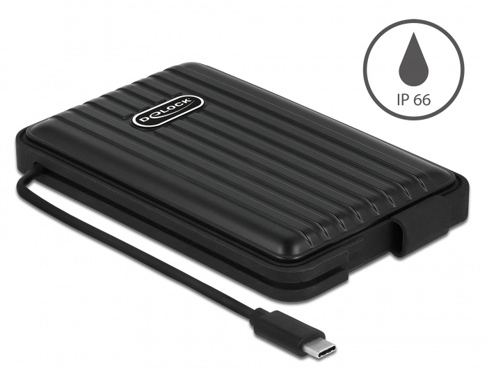 Delock 42625 Külső ház 2.5  SATA HDD / SSD-hez USB Type-C  csatlakozóval - IP66
