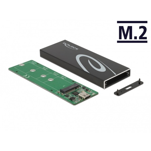 Delock 42003 Külső ház M.2 SATA SSD-hez USB Type-C  csatlakozóval anya