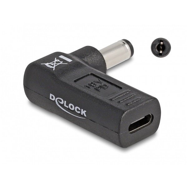 Delock 60010 Laptop töltőkábel adapter USB Type-C  anya - 5,5 x 2,1 mm apa 90  fokban hajlított