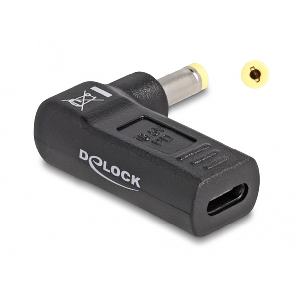 Delock 60006 Laptop töltőkábel adapter USB Type-C  anya - HP 4,8 x 1,7 mm apa 90  fokban hajlított