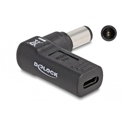 Delock 60005 Laptop töltőkábel adapter USB Type-C  anya - HP 7,4 x 5,0 mm apa 90  fokban hajlított