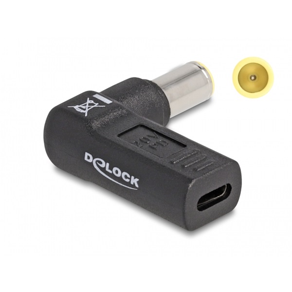 Delock 60012 Laptop töltőkábel adapter USB Type-C  anya - IBM 7,9 x 5,5 mm apa 90  fokban hajlított