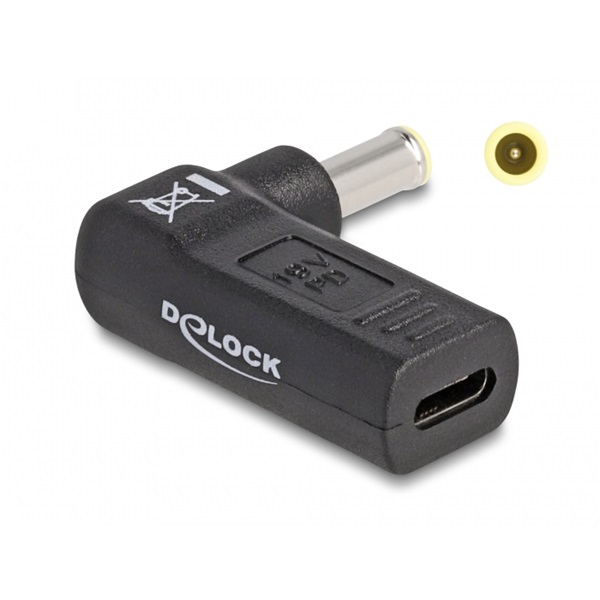 Delock 60013 Laptop töltőkábel adapter USB Type-C  anya - Samsung 5,5 x 3,0 mm apa 90  fokban hajlított