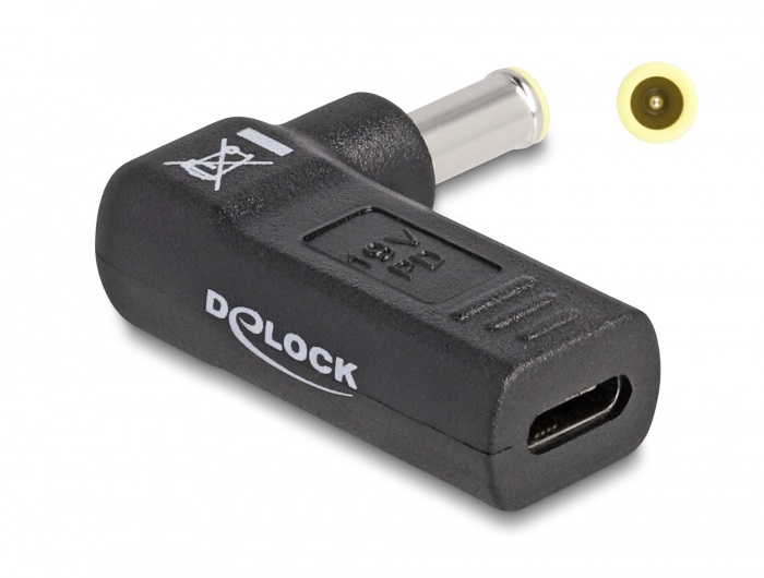 Delock 60013 Laptop töltőkábel adapter USB Type-C  anya - Samsung 5,5 x 3,0 mm apa 90  fokban hajlított