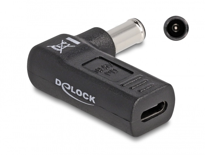 Delock 60014 Laptop töltőkábel adapter USB Type-C  anya - Sony 6,0 x 4,3 mm apa 90  fokban hajlított
