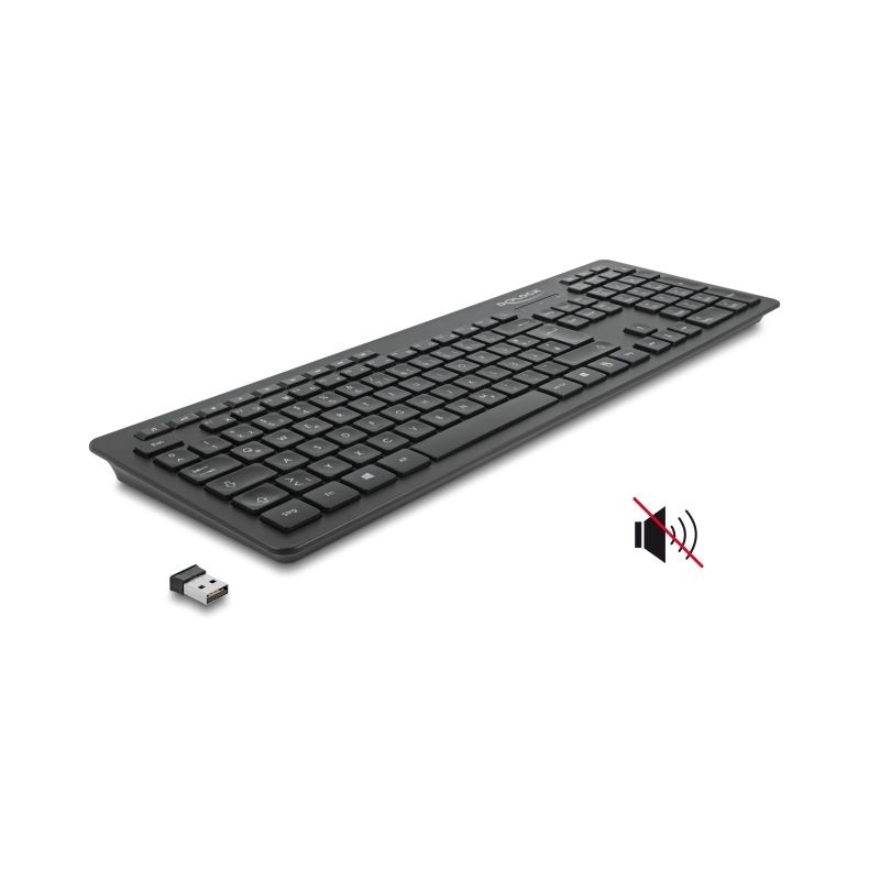 Delock 12004 NÉMET Vezetéknélküli USB klaviatúra 2,4 GHz Fekete - Néma