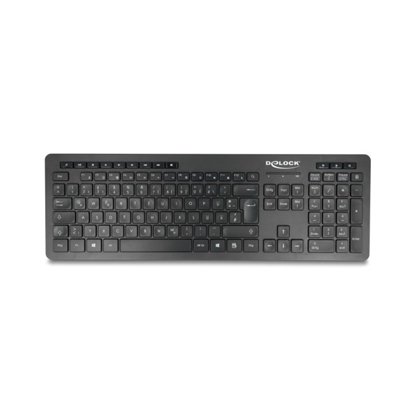 Delock 12004 NÉMET Vezetéknélküli USB klaviatúra 2,4 GHz Fekete - Néma