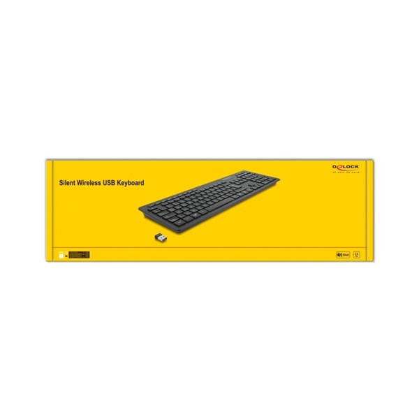 Delock 12004 NÉMET Vezetéknélküli USB klaviatúra 2,4 GHz Fekete - Néma