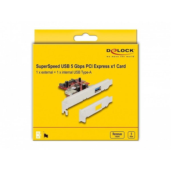 Delock 89273 PCI Express Card > 1 x külső 1 x belső USB 3.0