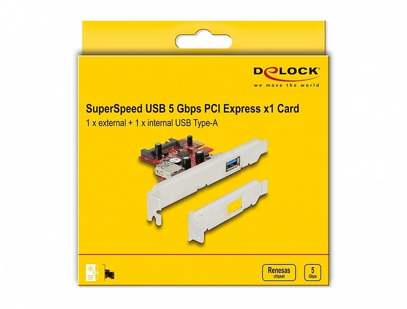 Delock 89273 PCI Express Card > 1 x külső 1 x belső USB 3.0